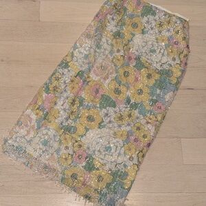 ASOS Floral Sequin Pencil Skirt in Yellow, Pink, Green, White